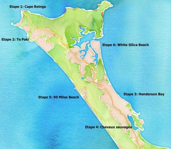 Carte de la péninsule de Aupouri